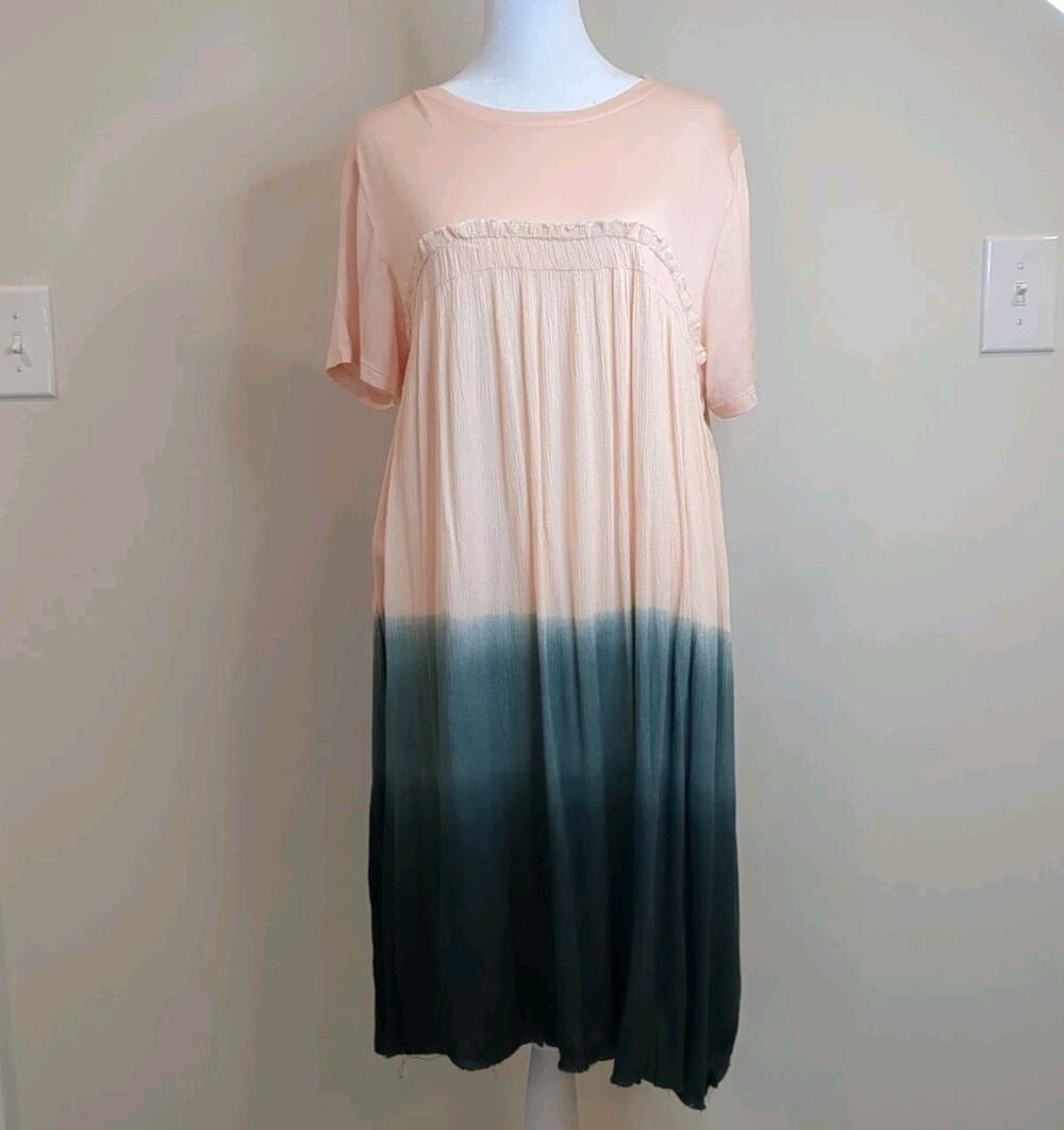 Hayden Los Angeles Women L Boho Ombré T-shirt Dress Empire Waist Flowy New